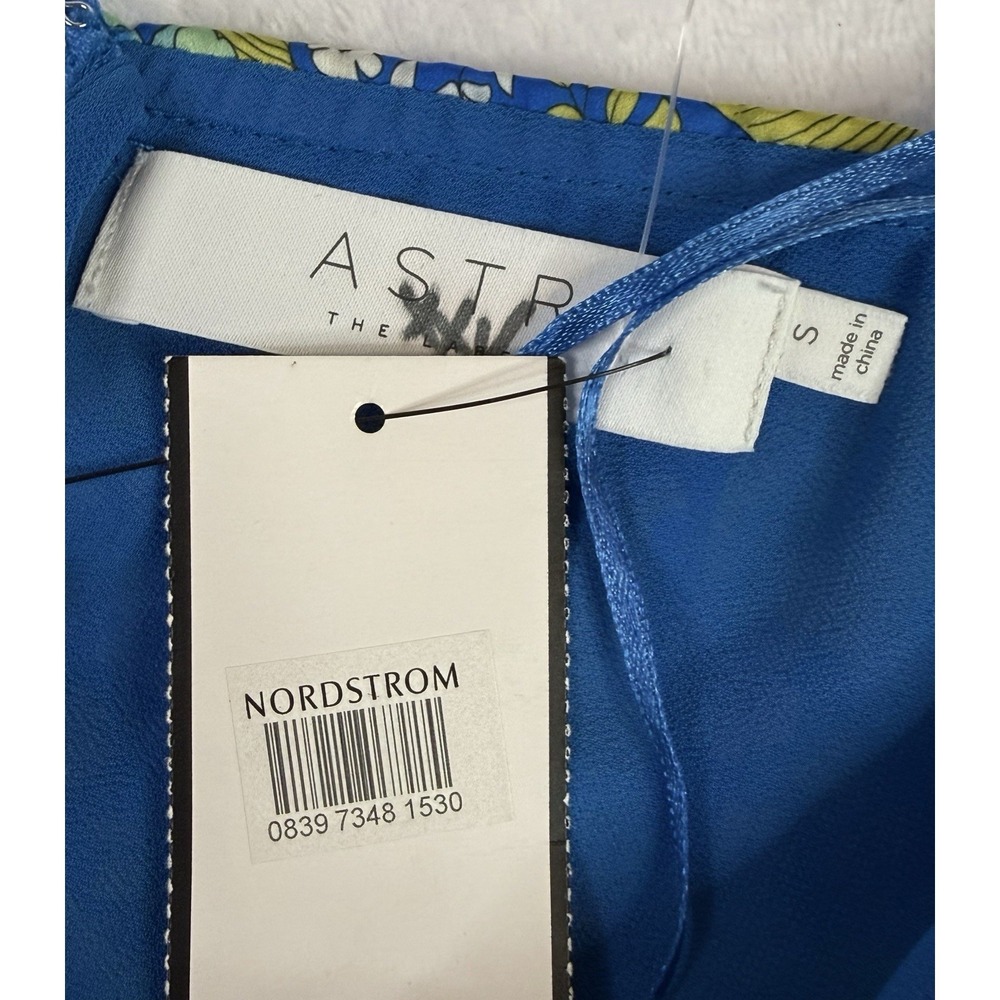 ASTR Florianne Floral Satin Midi Dress Blue Bustier Strap NWT Small - Picture 11 of 14